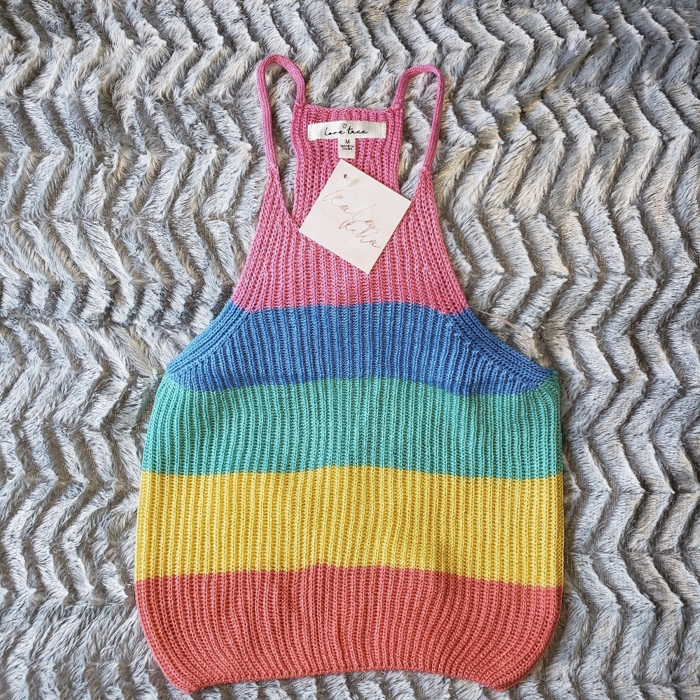 Love Tree. Retro 70's Colorblock Knit Tank - Picture 2 of 3